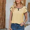 thumbnail image 6 of Tawop Womens Shirts Womens Tee Shirts Round Neck Solid Loose Patchwork Panel Yellow M(Us:6), 6 of 7