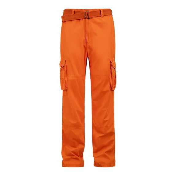 G-Style Men's Essential Enzyme Washed Twill Cargo Pants Orange 32/30