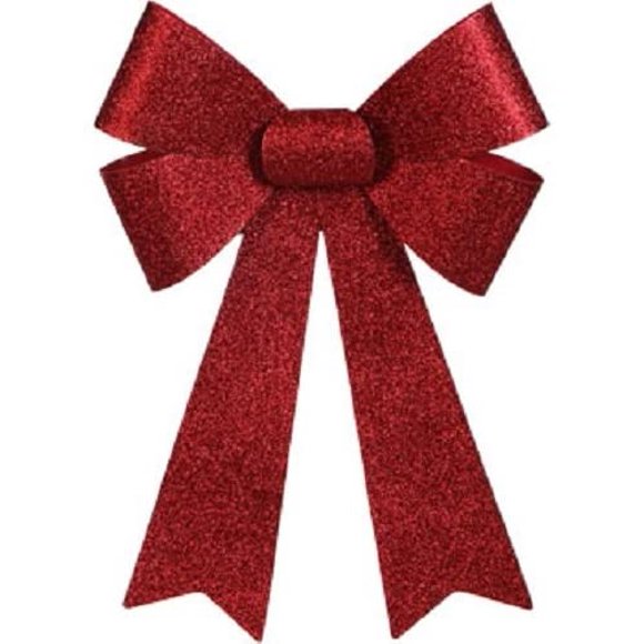 Glittery Red Plastic Christmas Bow 13x9"