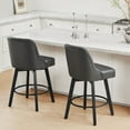 thumbnail image 5 of CHITA Upholstered Swivel Counter Bar Stool with Tufted Back Set of 2,Faux Leather in Dark Grey, 5 of 13