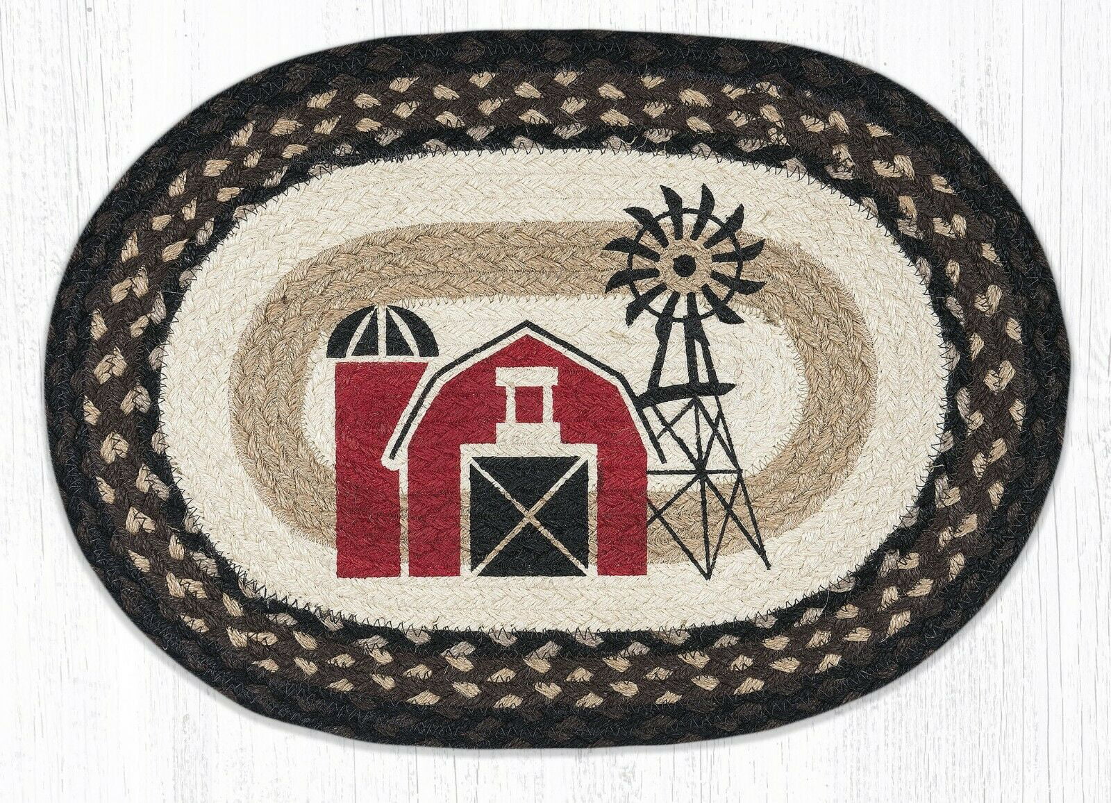 WINDMILL & BARN 100% Natural Braided Jute Oval Swatch Trivet/Placemat Earth Rugs 