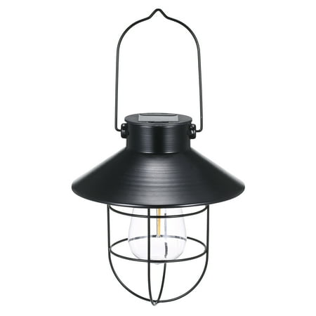 

Solar Powered Energy H-anging Lamp Outdoor Lantern with B-ulb Industrial Style Design IP44 Water Resistance Built-in 600mAh High Capacity Rechargeable Cell for Garden Yard Patio Deco Decorat