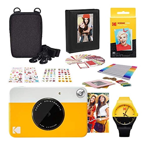 Kodak PRINTOMATIC Instant Print Camera (Yellow) Photography Scrapbook Kit