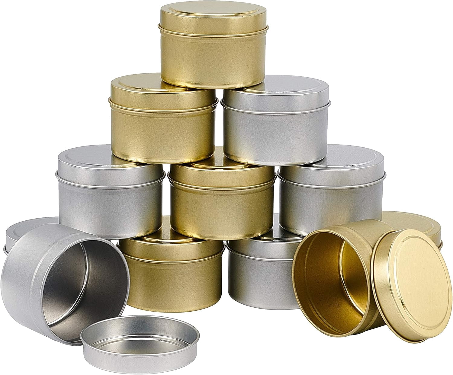 DIY Candle Tin 12 Pieces Round Iron Candle Tins with Candle Wick and Double-Faced Self-Adhesive Paper Stickers for Making Candles DIY Party Favors and More Making DIY