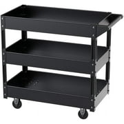 XERATH Steel 3-Shelf Multipurpose Utility/Supply/Service/Tool Cart Great for Garage, Warehouse, Cleaning, Office & Workplace [Assembled Size: 30 (L) x 16 (W) x 30.5 (H) inch]