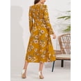 thumbnail image 2 of GXFC Women Wrap Midi Dress Vintage Long Sleeve Flower Print Flowy Dress, 2 of 8