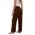 thumbnail image 6 of Nestiefly Women's Wide Leg Beach Pants Elastic Waist Lightweight Casual Flowy Palazzo Summer Lounge Trousers with Pockets Coffee S, 6 of 9