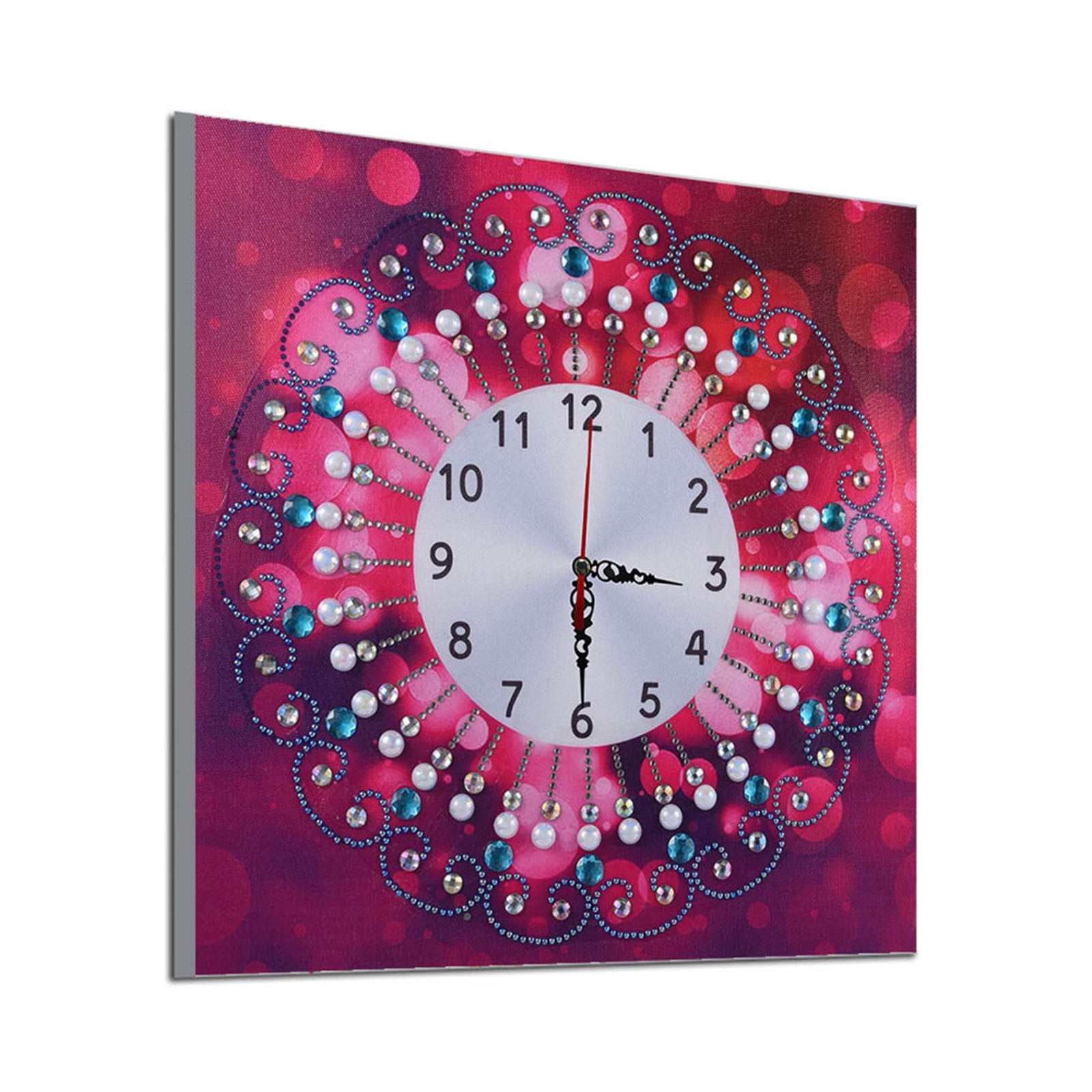 12x12, Rose Glass Clock 5D Diamond Painting Kits Full Drill Diamond Embroidery