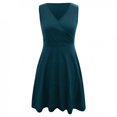 thumbnail image 4 of gakvbuo Summer Tank Dresses For Women Knee Length Wrap V Neck Sleeveless Sundress With Pockets Vacation Dresses Wedding Guest Dresses Cocktail Dresses For Women, 4 of 7