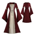 thumbnail image 4 of Medieval Dress for Women High Waisted Solid Color Renaissance Dress Fashion Floral Retro Dress Costume Flare A-Line Medieval Victorian Skirt Set for Halloween, 4 of 8