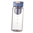 thumbnail image 4 of Botella de agua de plástico con colador de té incorporado, cuerpo transparente, botella de agua deportiva de 650ml para personal de oficina, cubierta gris, cuerpo blanco, 4 of 5