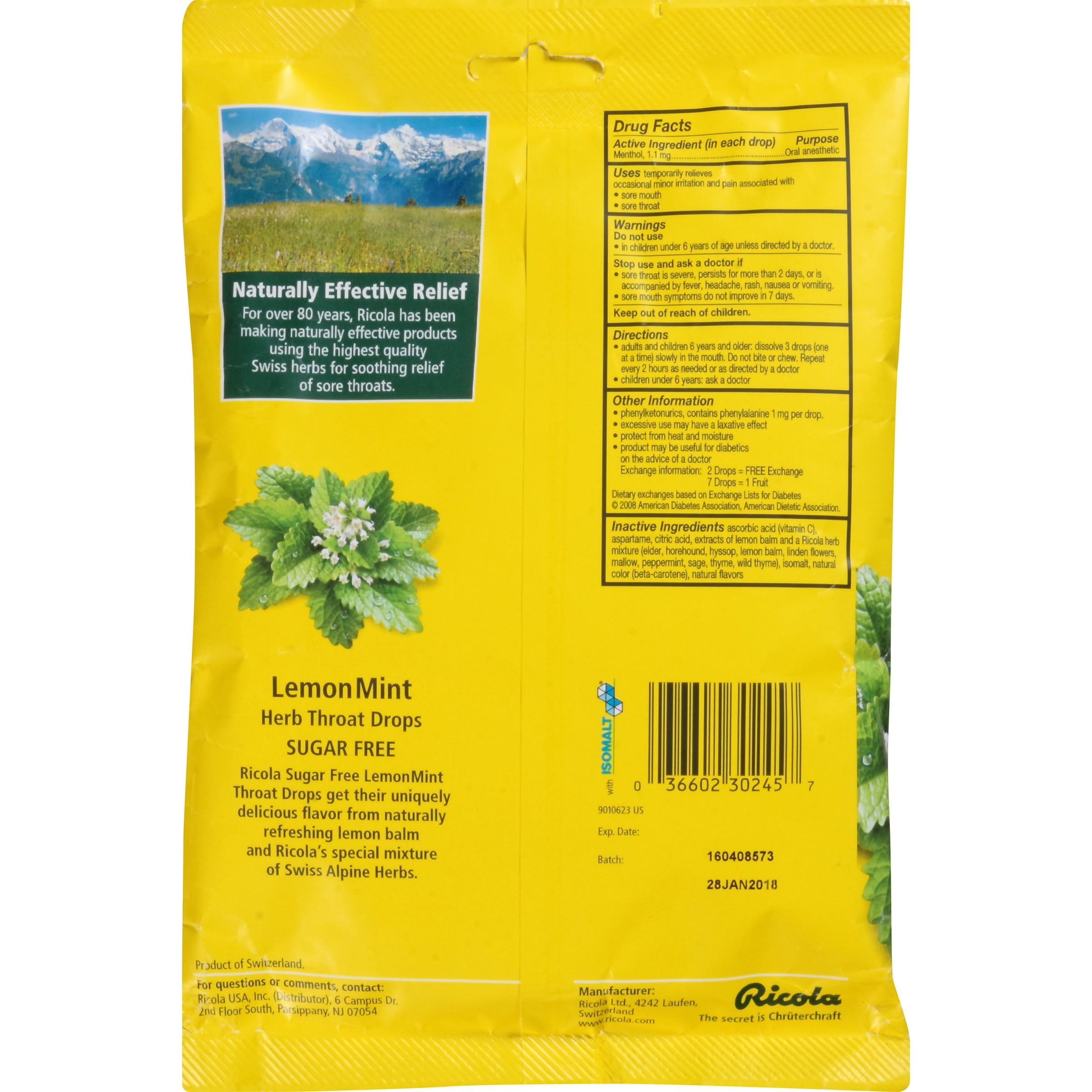 Ricola Lemon Mint Nutrition Facts Bios Pics