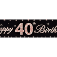 thumbnail image 4 of Glittery Happy 40th Birthday Banner with Heart Balloon Star Elements Party Supplies Photography Props Birthday Decoration Backdrop Background Decor, 4 of 6