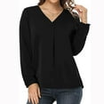 thumbnail image 4 of USSUMA Women's Summer Long Sleeve Tunic Tops for Leggings V-Neck Casual Loose Fit Basic Blouse T-Shirt, 4 of 8