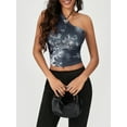 thumbnail image 3 of Gupgi Women One Shoulder Tank Tops Sleeveless Ruched Slim Fitted Crop Top Summer Camisole Floral Vest, 3 of 8