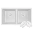 thumbnail image 1 of Tarja Para Cocina De Granito Cuarzo Blanco 2 Tinas Gilfer Gilfer Premium, De submontar, fácil instalación, 1 of 1