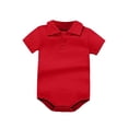 thumbnail image 2 of Swuxness Kids Short Sleeve Rompers Solid Color Lapel Neck Breathable Summer Short Length Outfits, 2 of 4