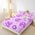 thumbnail image 4 of Manfei Cartoon Love Heart Queen Sheet Sets for Teen, Dreamy Purple Stars Flat Sheet, Buffalo Plaid Queen Fitted Sheet, Luxury Bedroom Decor, 4-Piece, 4 of 7