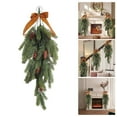thumbnail image 2 of Artificial Christmas Teardrop Swag, 27.5 Inch Rustic Pine Greenery Garland with Pine Cones & Velvet Bow, Holiday Hanging Decor for Front Door, Mantle, Wall, Indoor Outdoor Xmas Home Decoration, 2 of 8