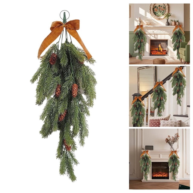 Needle Hanging Teardrop Vine Flowers for Festive Staircase Decoration Greenery Garlands
