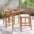 thumbnail image 3 of Costway 3 PCS Patio Eucalyptus Wood Bar Set Bar Height Dining Table & 2 Cushioned Chairs, 3 of 9