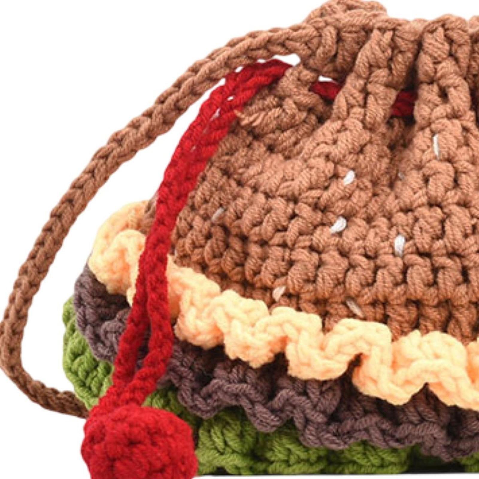 Abbraccia Crochet Shoulder Bag Handcrafted Cute Hamburger Birthday Gift Handmade Phone Bag Large
