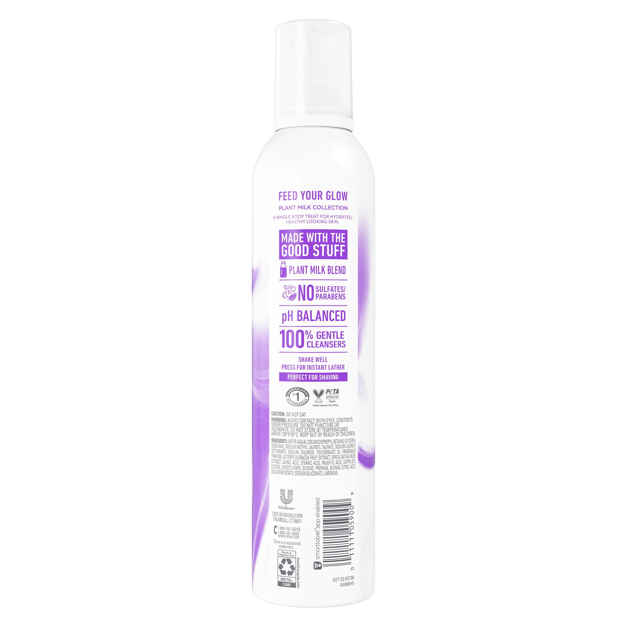 Dove Whipped Shower Foam Rice Milk & Velvet Acai, 10.3oz