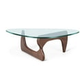 thumbnail image 5 of Raffle Pinker Triangle Glass Coffee Table 0.8" Thick Tempered Glass Coffee Table with Solid Dark Walnut Base for Living Room, 5 of 11