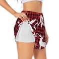thumbnail image 2 of Bixox Women's Christmas Buffalo Plaid pattern 2 in 1 Running Shorts - Lightweight Athletic Workout Gym Yoga Shorts Liner with Pockets - Small, 2 of 7