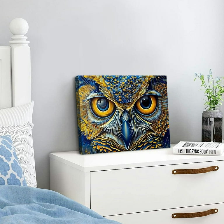 ONETECH Trippy Owl Canvas Art - Home Decor Wall Art Print Poster