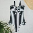 thumbnail image 4 of Baqcunre Womens One Piece Swimsuits, Women's Black and White Striped One Piece Swimsuit Ruffle One Piece Swimsuit, Women's Swimwear 1PC Black L, 4 of 9