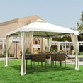 thumbnail image 2 of 9.6' x 9.6' Patio Gazebo, Outdoor Canopy Shelter with 2-Tier Roof and Netting, Steel Frame for Garden, Lawn, Backyard, and Deck, Cream White, 2 of 6