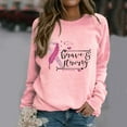 thumbnail image 1 of Fartey Womens Breast Cancer Awareness Long Sleeve Sweatshirt In October We Wear Pink Ribbon Print Breast Cancer Pullover Blouses, 1 of 6