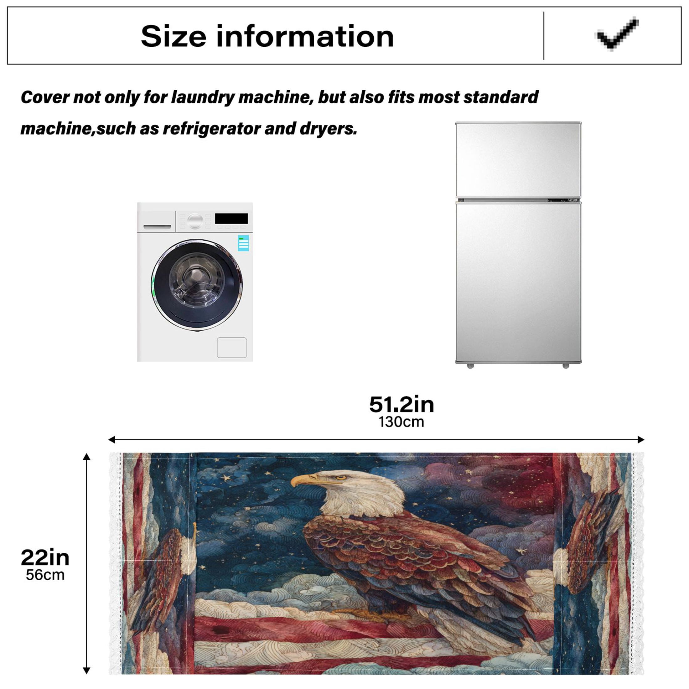 Wobogo Patriotic Bald Eagle Sky Washing Machine Cover Dustproof Washer Dryer Cover Waterproof Laundry Room Decorative Protector