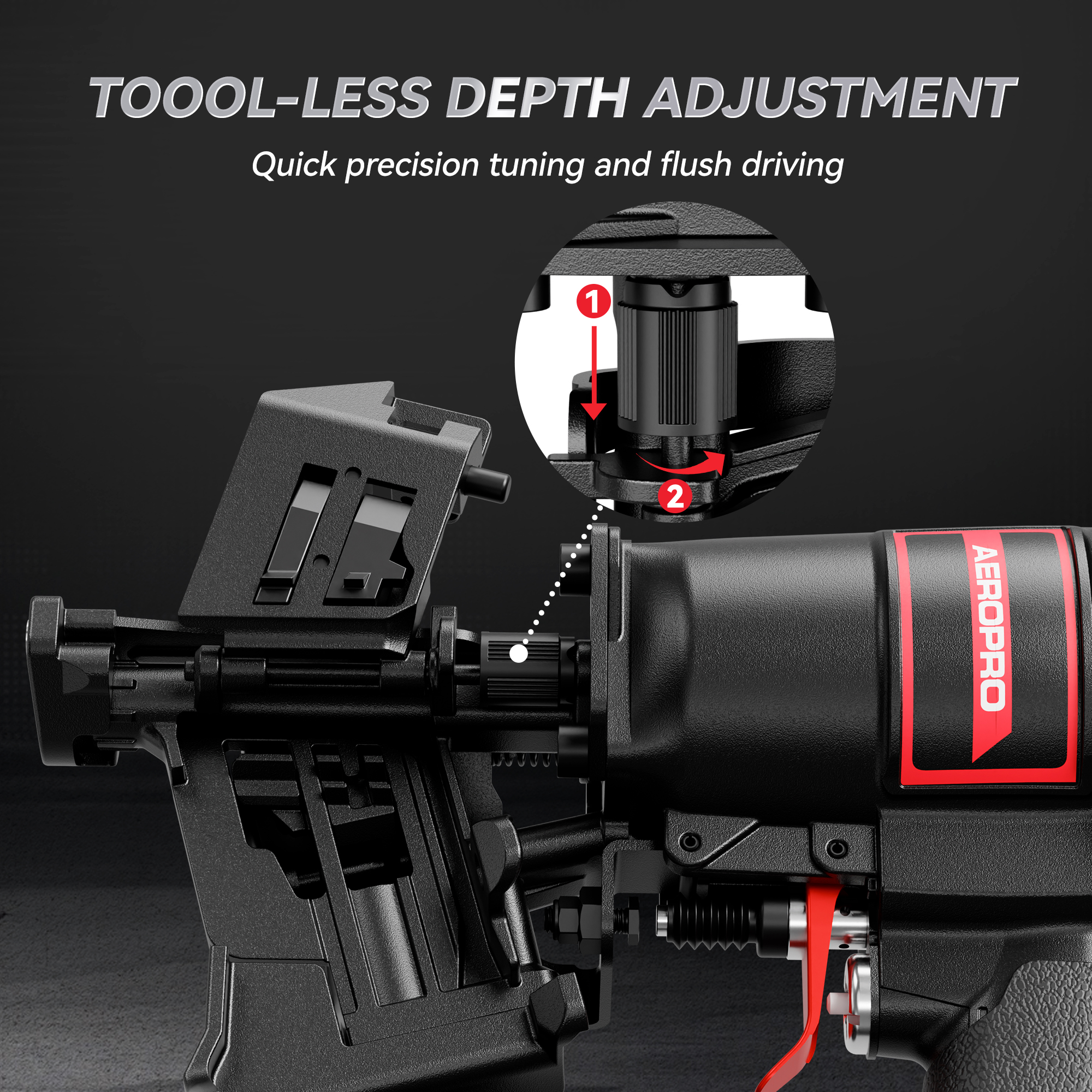 AeroPro CN45N Professional Roofing Nail Gun, Air-Powered, Compatible with 15° Wire Coil Nails from 3/4" to 1-3/4", for Asphalt Roofing Projects