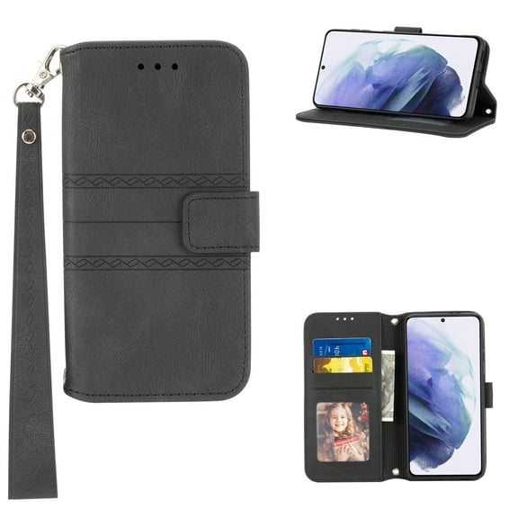 Allytech Flip Case for Samsung Galaxy S22 Ultra 5G, PU Leather Wallet Case [Stand Feature][ Detachable Wrist Strap][ID & Credit Card Slots] Protective Cover for Galaxy S22 Ultra 6.8" 2022, Black