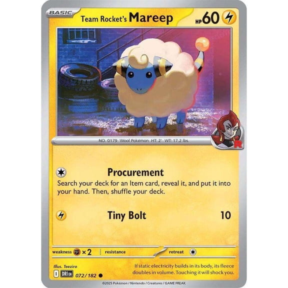 Pokemon Destined Rivals Common Team Rocket's Mareep #72