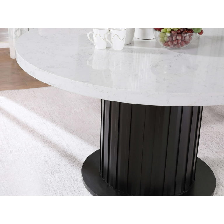 Sherry Round Dining Table Rustic Espresso and White