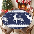 thumbnail image 5 of Xmas Reindeer Winter Snowflake Fitted Round Tablecloths Table Covers 45"-54",Waterproof Table Cloth for Kitchen Holiday Party Tables Decor, 5 of 9