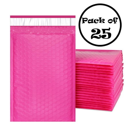 Poly Self Seal Bubble - PandaSpa 6x10 Inches EXTRA Thick Poly Bubble Mailers Self Seal Hot Pink Padded Envelopes, Pack of 25