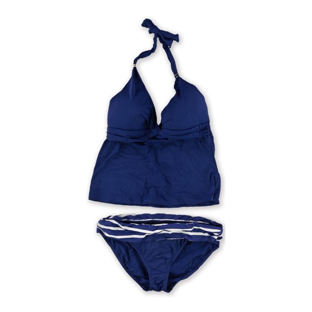 Ralph Lauren Tankini de 2 piezas con rayas moldeadas torcidas para mujer, azul, 10 Ralph Lauren Tankini