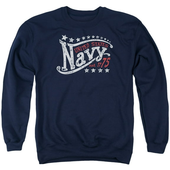 Trevco Sportswear NA112-AS-1 Navy Stars Adult Crewneck Sweatshirt, Navy - Small