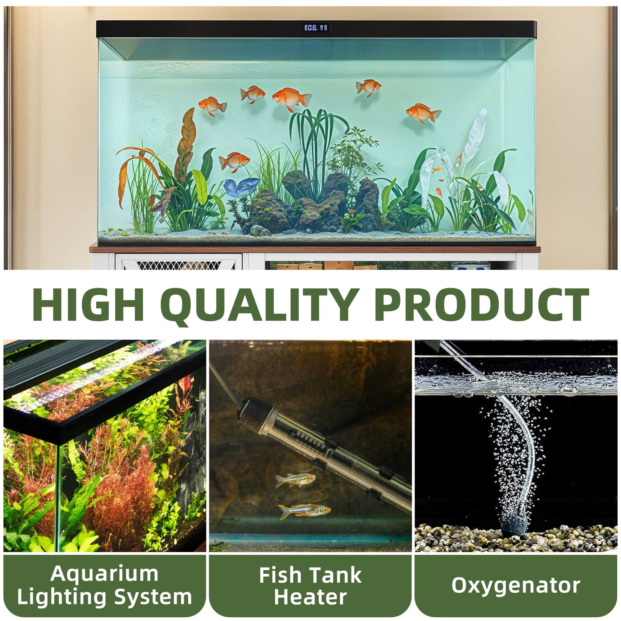 Dextrus Heavy Duty Metal Aquarium Stand with Power Outlets – 55-75 Gallon Tank, 880lbs Capacity, White