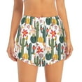 thumbnail image 2 of Pofeuu Summer Cactus With Blooming Print Women's Athletic Shorts Running Workout Shorts Tummy Control Quick Dry Gym Shorts with Pockets Double layer sports shorts-Small, 2 of 7