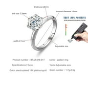 1.5 CT Moissanite Diamond for Women Modern Stylish Engagement Ring D Color VVS1 Jewelry 18k White Gold Over Silver Rings with Adjustable Open