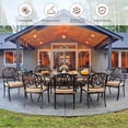 thumbnail image 3 of 9-Piece Cast Aluminum Outdoor Table and Chairs, Classic Vintage Patio Dining Set for 8 Include 87" Oval Patio Dining Table and 8 Chairs with Removable Cushion and Umbrella Hole, 3 of 7