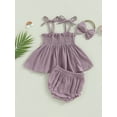 thumbnail image 2 of Bagilaanoe 3pcs Newborn Baby Girls Short Pants Set Sleeveless A-Line Tops + Shorts + Headband 6M 12M 18M 24M Infant Casual Summer Outfits, 2 of 8
