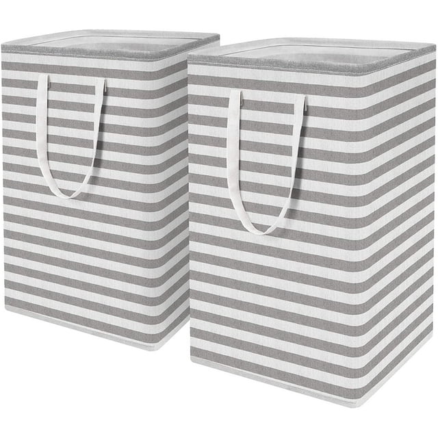 Paquete de 2 cestas para la colada de 75 l, cestas grandes plegables para la colada con asas fáciles de transportar, cesta de almacenamiento independiente impermeable para ropa, 24,4 pulgada