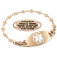 thumbnail image 1 of MedicEngraved Rose Gold Stainless Steel Custom Medical Alert Bracelet - 5mm Heart Link, 1 of 7