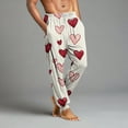 thumbnail image 5 of Iaqnaocc valentines pajama pants for men Soft Cute Love Heart Print Pj Pants Loose Elastic Waist Pajamas Pants Lightweight Spring Summer PJ Bottoms with pockets Deep Red M, 5 of 7